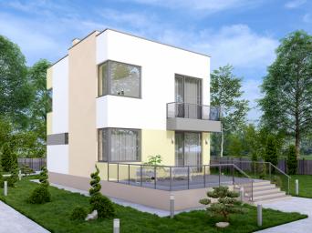 Двухэтажный дом с террасой и тремя спальнями.