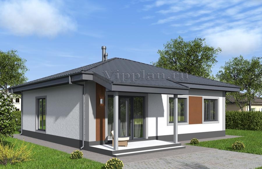 Одноэтажный дом с тремя спальнями и террасой